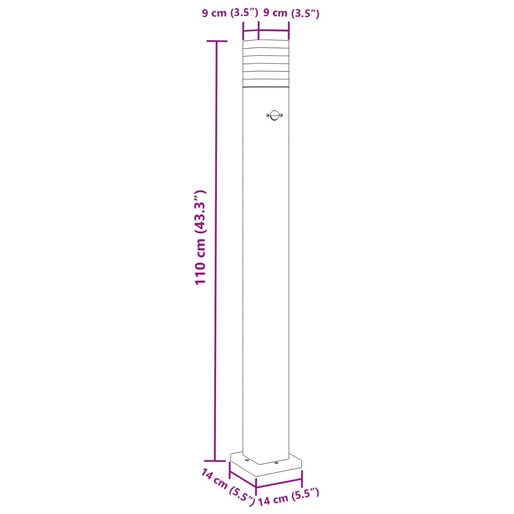 Lauko šviestuvas su jutikliu, 3vnt., juodi, 110cm, aliuminis - Namų Idėja