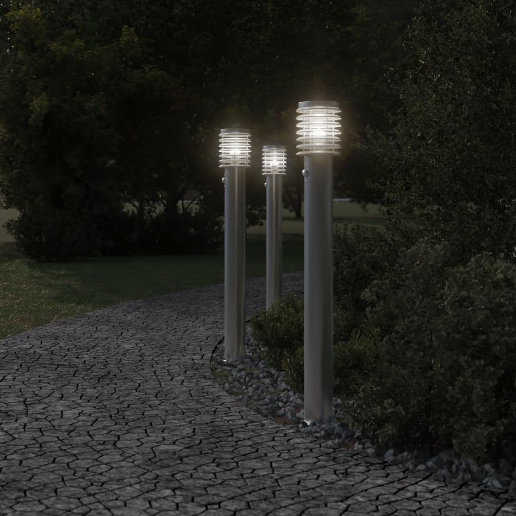 Lauko šviestuvas su jutikliu, 3vnt., sidabrinė, 110cm, plienas - Namų Idėja