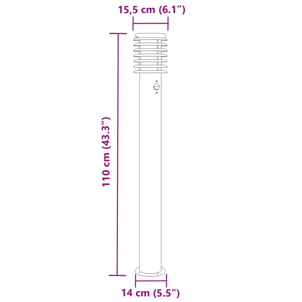 Lauko šviestuvas su jutikliu, 3vnt., sidabrinė, 110cm, plienas - Namų Idėja