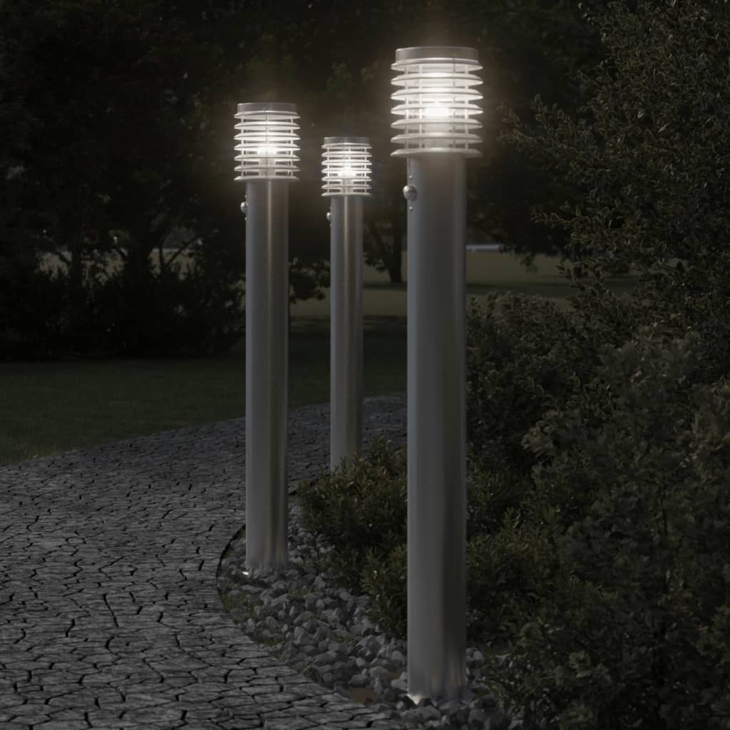 Lauko šviestuvas su jutikliu, 3vnt., sidabrinė, 110cm, plienas - Namų Idėja
