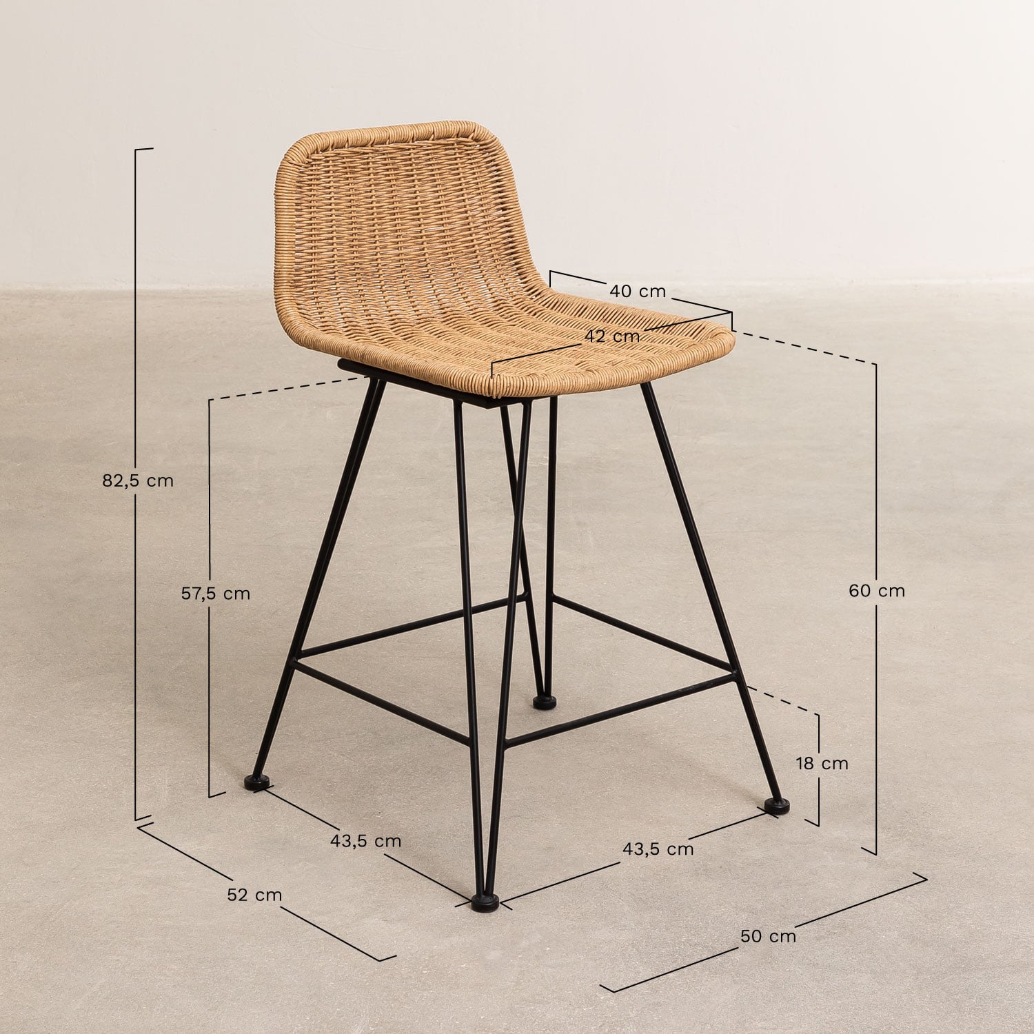 High outdoor chair VALI, 60 cm
