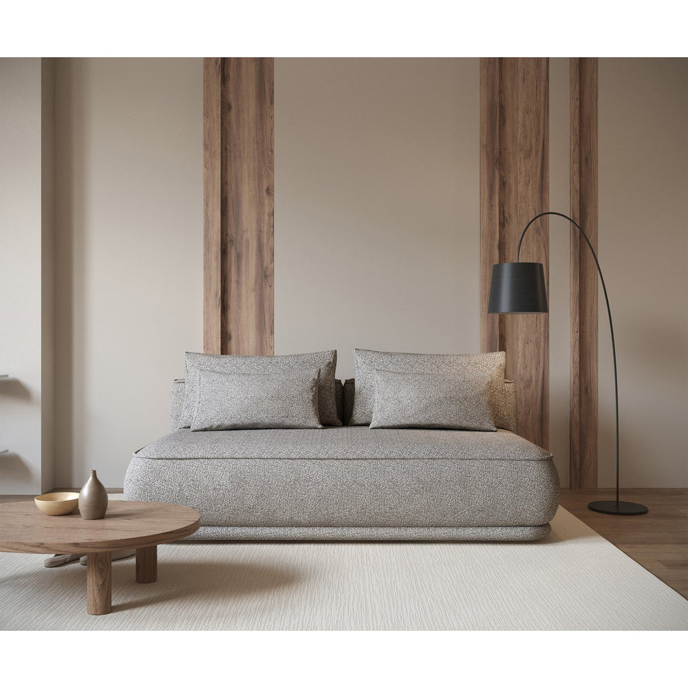 Sofa-lova LINVERA, tamsiai smėlinė bouclė su tekstile