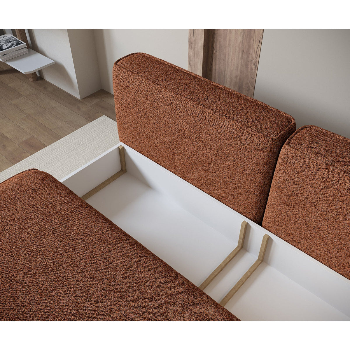 Sofa-lova LINVERA, varinė bouclė bendrame plane