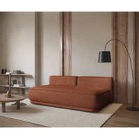 Sofa-lova LINVERA, varinė bouclė – dydžio palyginimas
