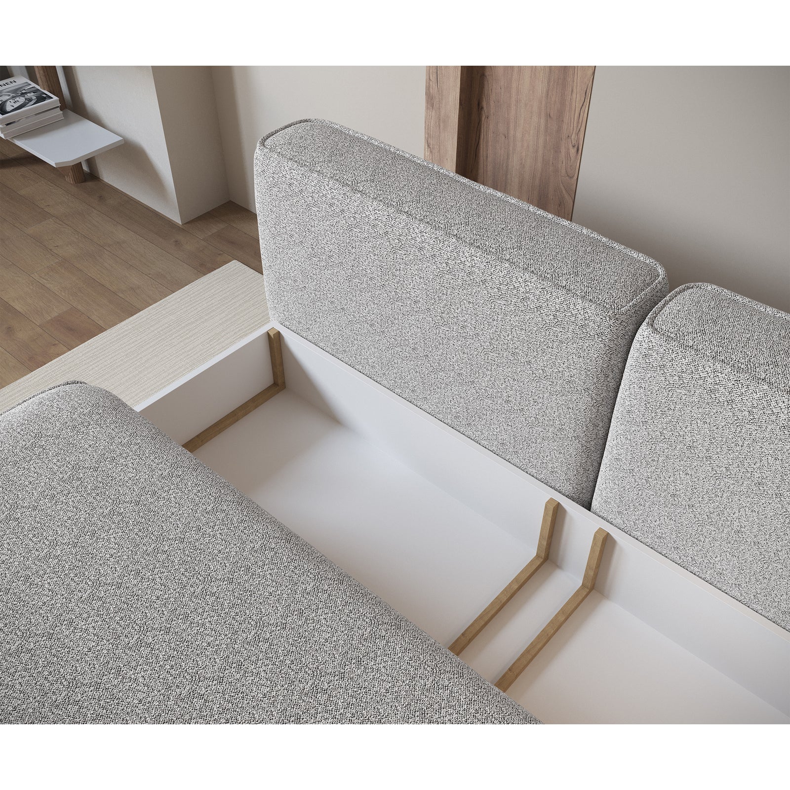 Sofa-lova LINVERA, šviesiai pilka bouclė