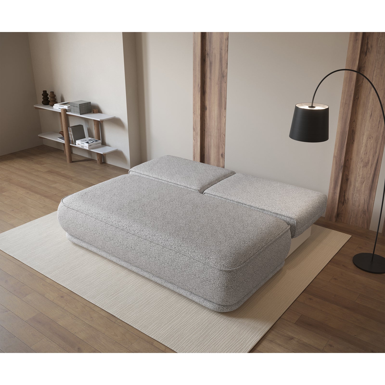 Sofa-lova LINVERA, šviesiai pilka bouclė