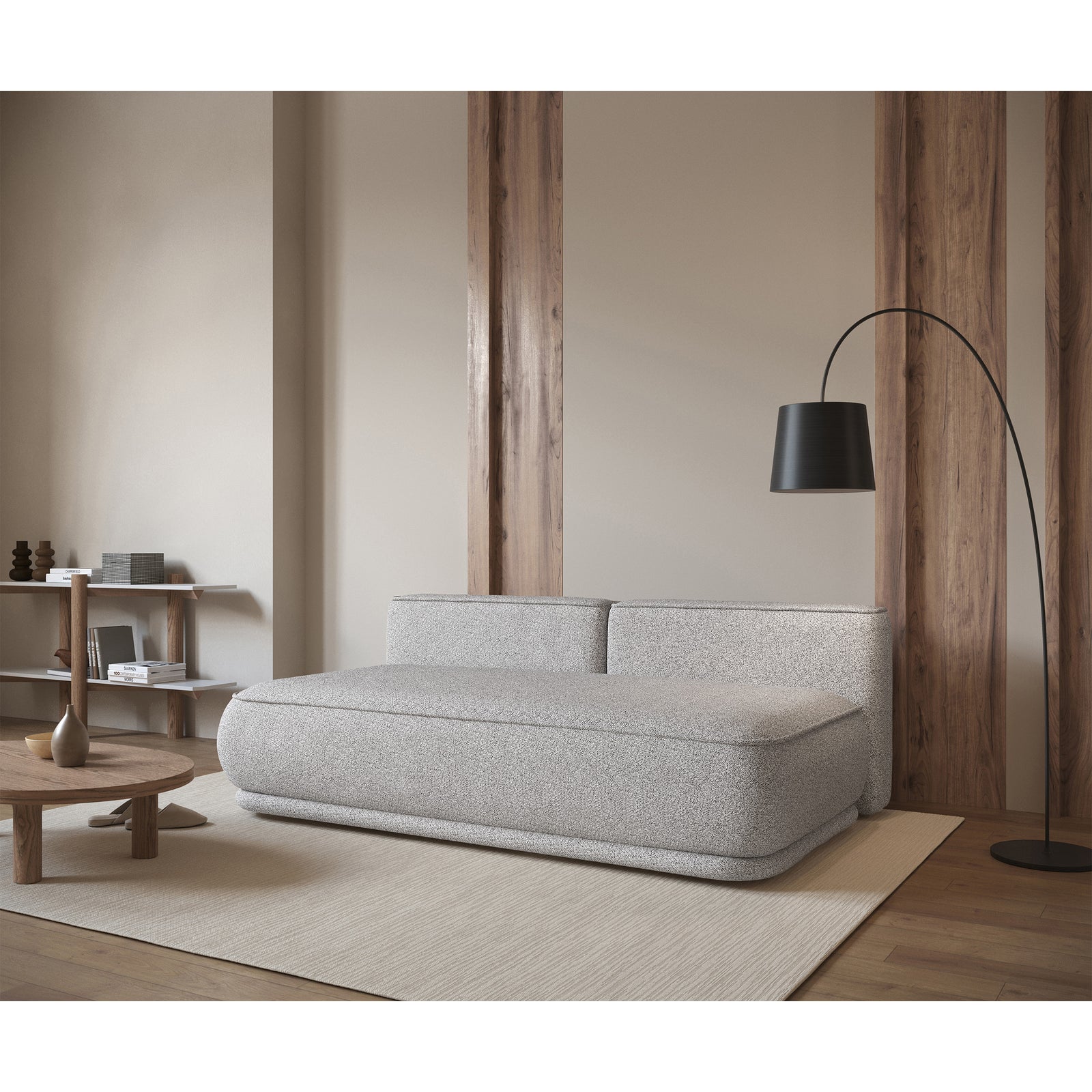 Sofa-lova LINVERA, šviesiai pilka bouclė