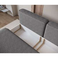 Sofa-lova LINVERA, pilka bouclė – užpakalinė dalis