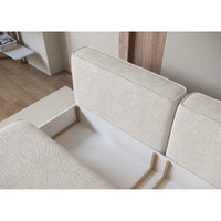 Sofa-lova LINVERA, kreminė šenilas kompozicijoje su kitais baldais