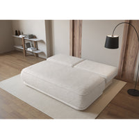Sofa-lova LINVERA, kreminė šenilas panoraminis vaizdas