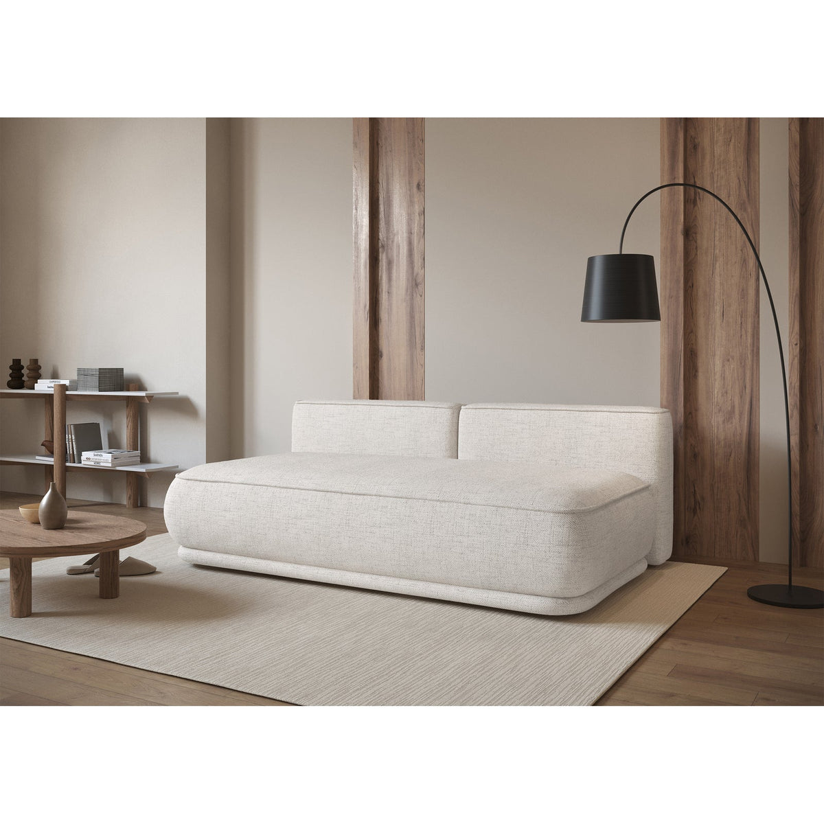 Sofa-lova LINVERA, kreminė šenilas įstrižai