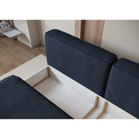 Sofa-lova LINVERA, tamsiai mėlyna šenilas su vaza ir žvakėmis