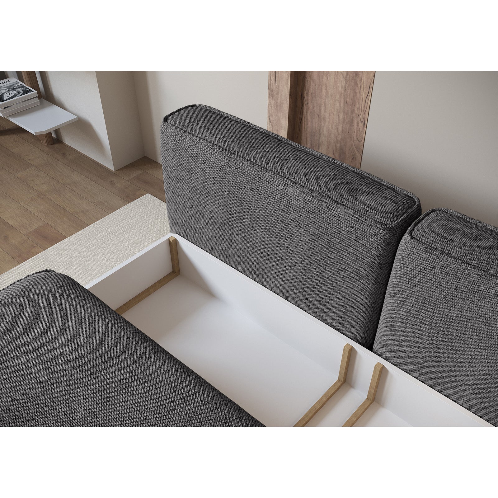 Sofa-lova LINVERA, tamsiai pilka šenilas