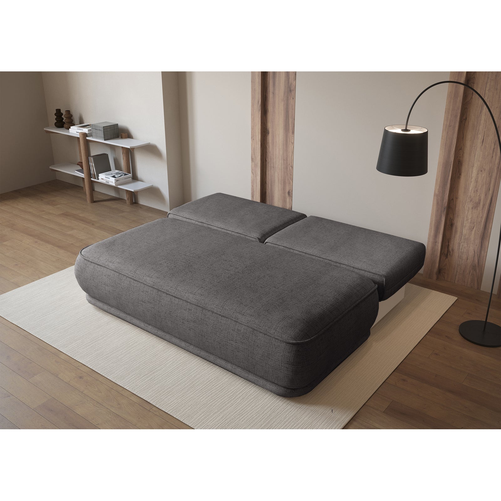 Sofa-lova LINVERA, tamsiai pilka šenilas