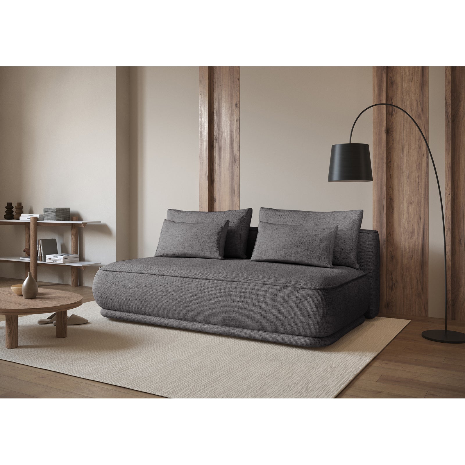 Sofa-lova LINVERA, tamsiai pilka šenilas