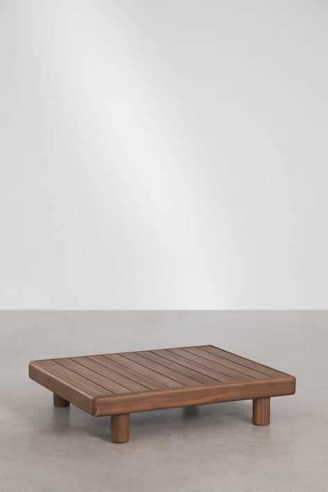 Trivietė modulinė lauko sofa KORKO su šoniniu staliuku, akacija