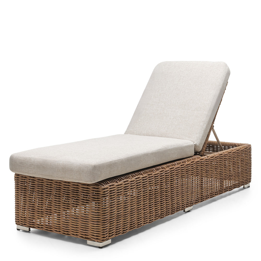 Outdoor sun lounger TRESOR, synthetic rattan, sand