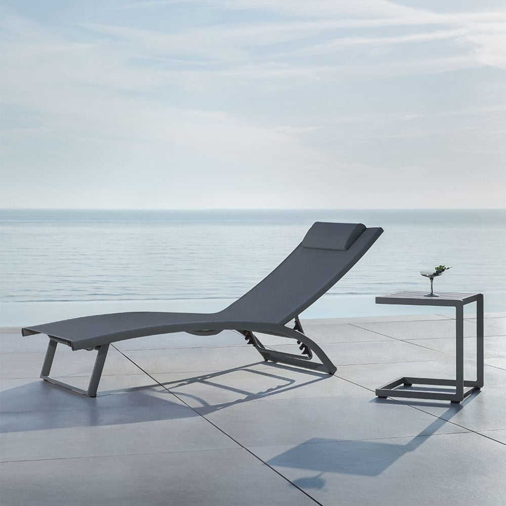 METRO outdoor aluminum sun lounger, foldable, graphite grey