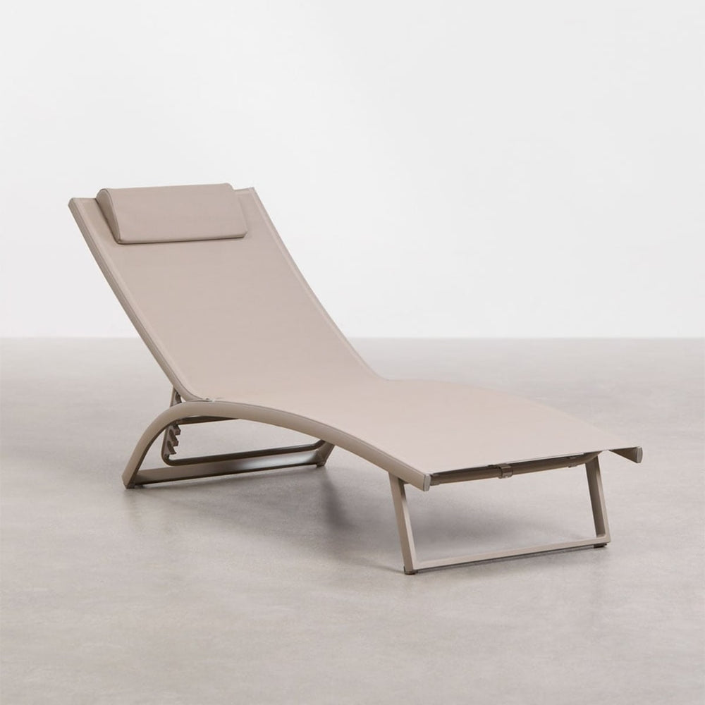 Aluminium outdoor sun lounger METRO, folding, mocha brown