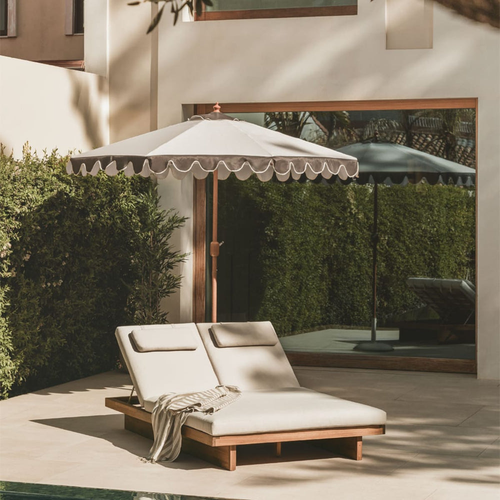 FORTO double outdoor sun lounger, acacia