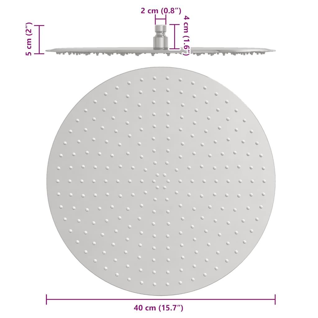Lietaus dušo galvutė, 40cm, nerūdijantis plienas 304, apskrita - Namų Idėja