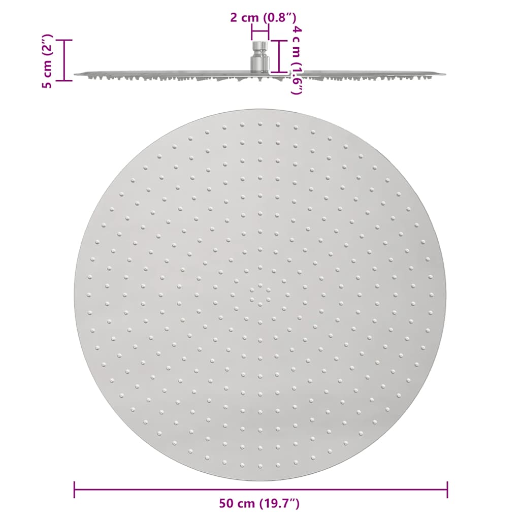 Lietaus dušo galvutė, 50cm, nerūdijantis plienas 304, apskrita - Namų Idėja