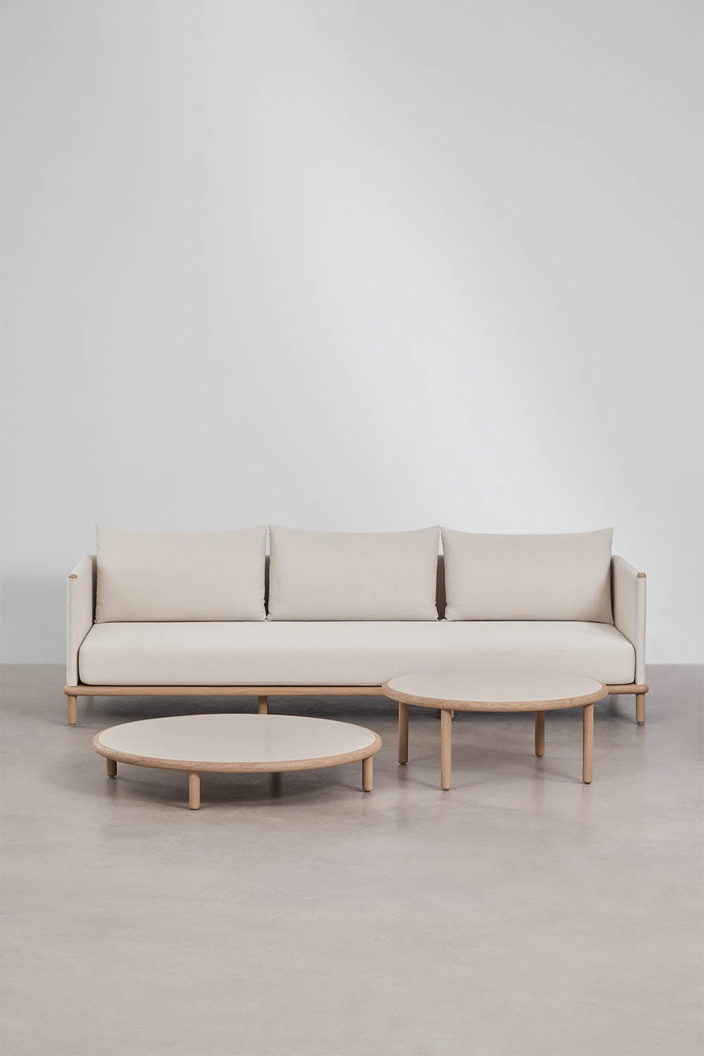Set AKORAS, sofa and side tables, white
