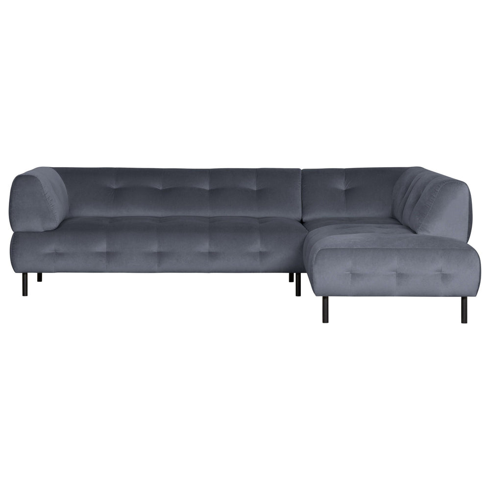 "Lloyd" sofa, kampas dešinės, aksomas, mėlynos spalvos - Namų Idėja