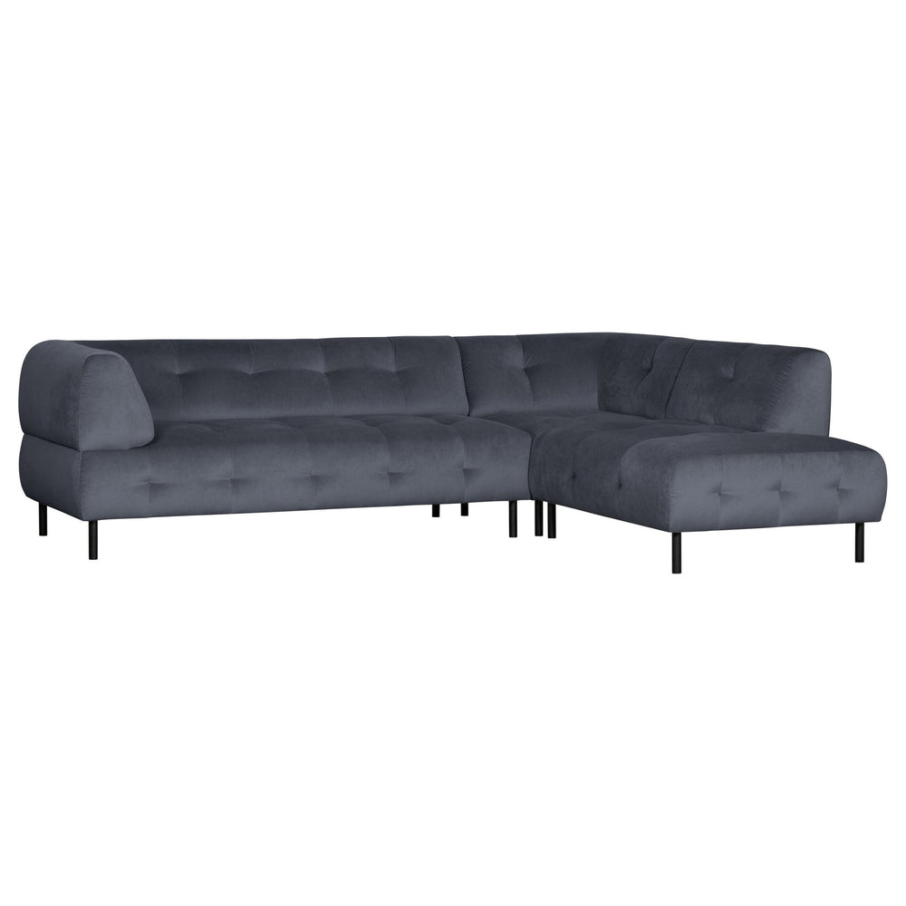 "Lloyd" sofa, kampas dešinės, aksomas, mėlynos spalvos - Namų Idėja