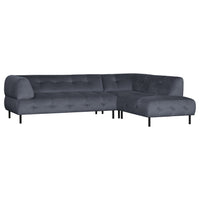 "Lloyd" sofa, kampas dešinės, aksomas, mėlynos spalvos - Namų Idėja
