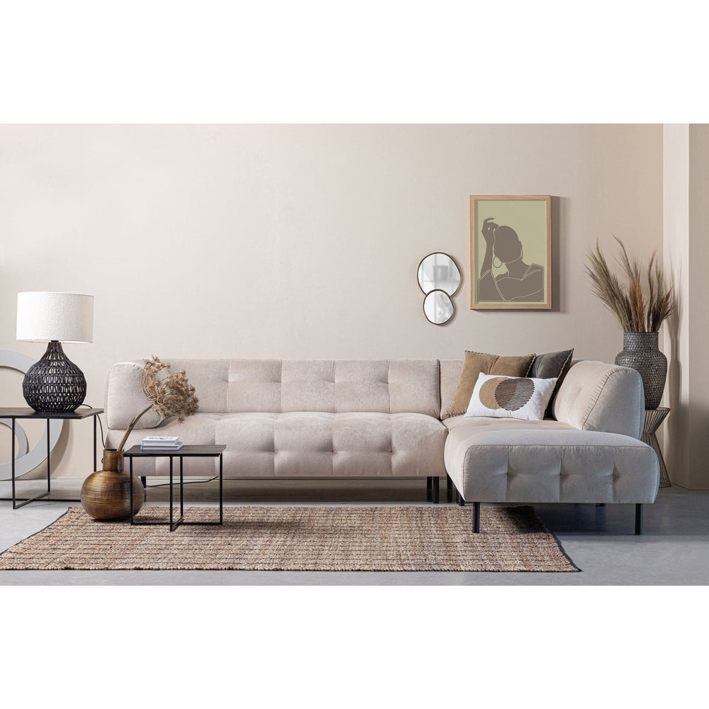 "Lloyd" sofa, kampas dešinės, aksomas, smėlio spalvos - Namų Idėja