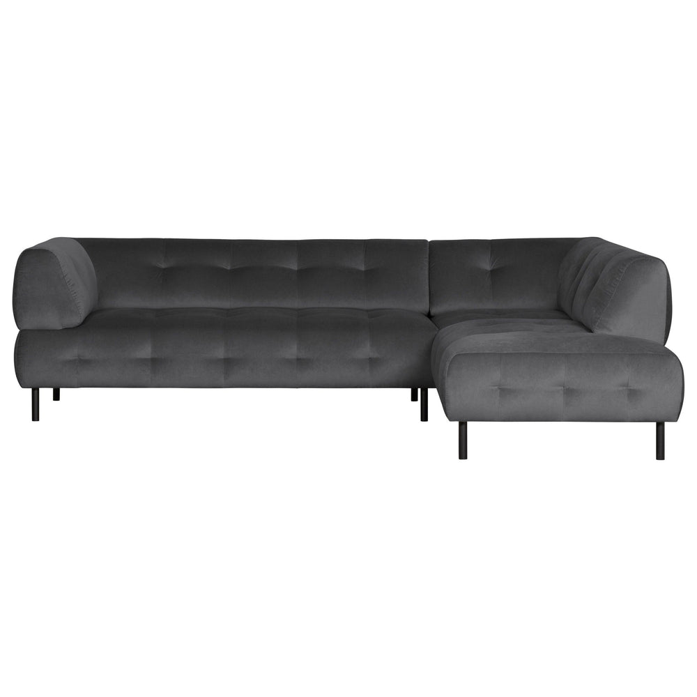 "Lloyd" sofa, kampas dešinės, aksomas, tamsiai pilka spalva - Namų Idėja