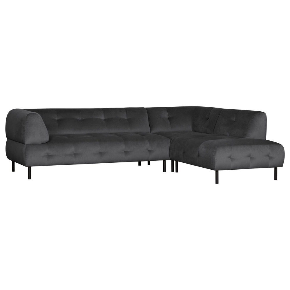 "Lloyd" sofa, kampas dešinės, aksomas, tamsiai pilka spalva - Namų Idėja