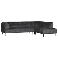 "Lloyd" sofa, kampas dešinės, aksomas, tamsiai pilka spalva - Namų Idėja