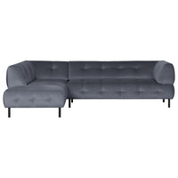 "Lloyd" sofa, kampas kairės, aksomas, mėlynos spalvos - Namų Idėja