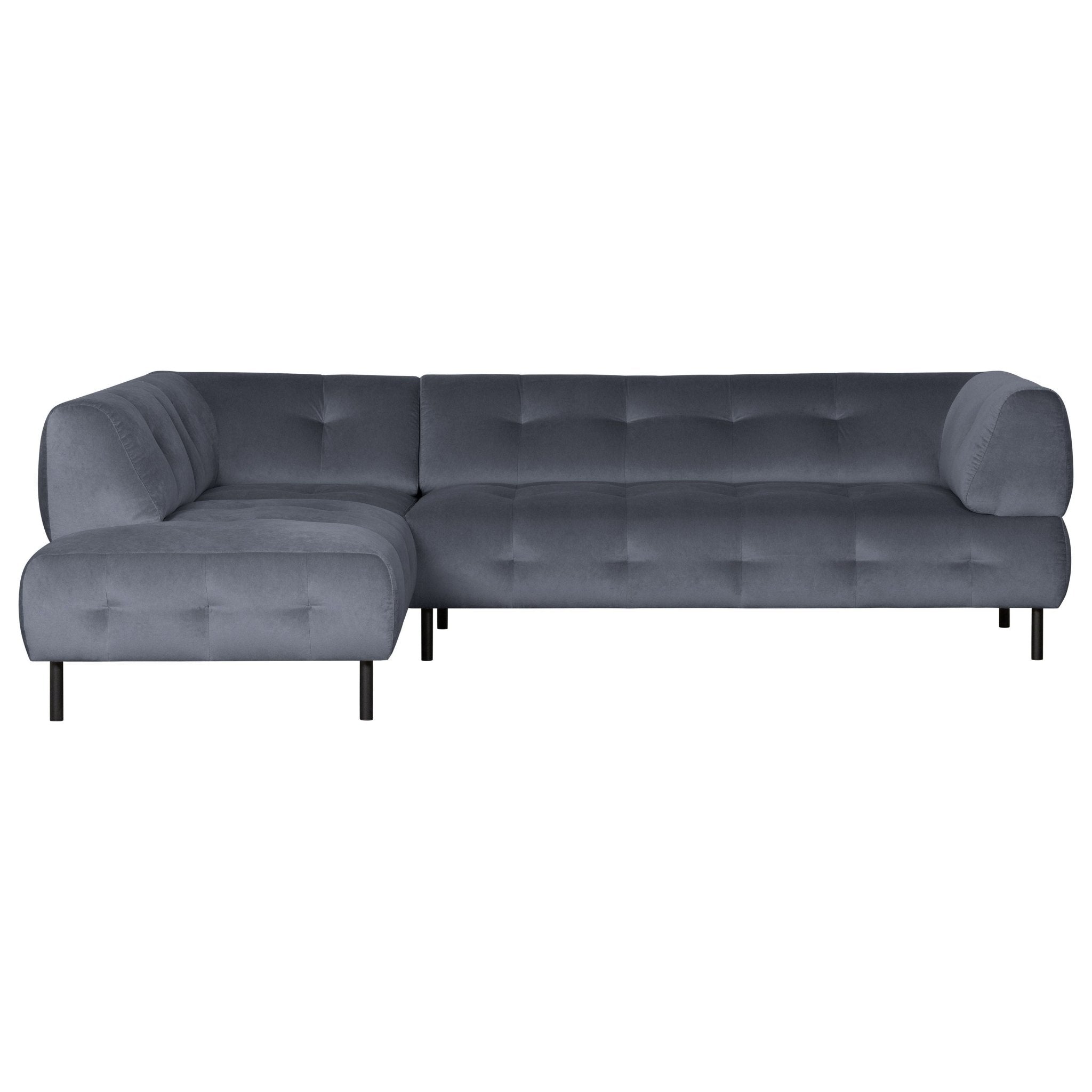 "Lloyd" sofa, kampas kairės, aksomas, mėlynos spalvos - Namų Idėja