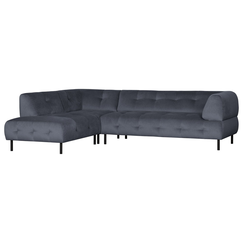 "Lloyd" sofa, kampas kairės, aksomas, mėlynos spalvos - Namų Idėja
