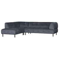 "Lloyd" sofa, kampas kairės, aksomas, mėlynos spalvos - Namų Idėja