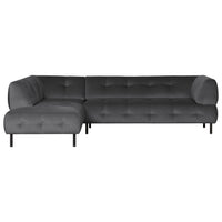"Lloyd" sofa, kampas kairės, aksomas, tamsiai pilka spalva - Namų Idėja