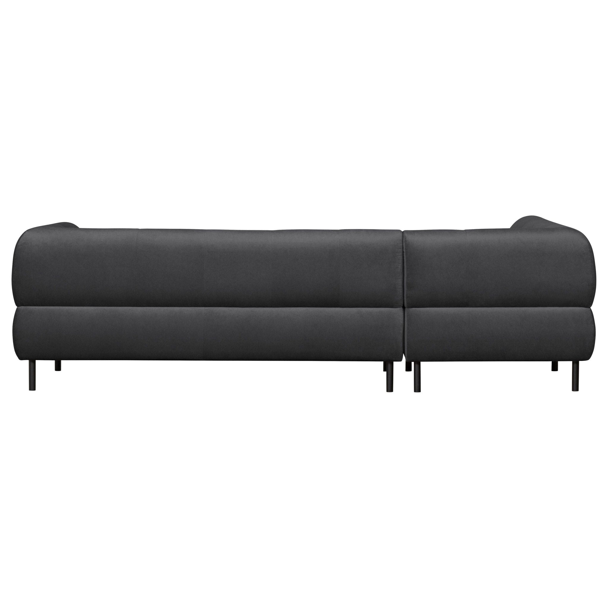 "Lloyd" sofa, kampas kairės, aksomas, tamsiai pilka spalva - Namų Idėja