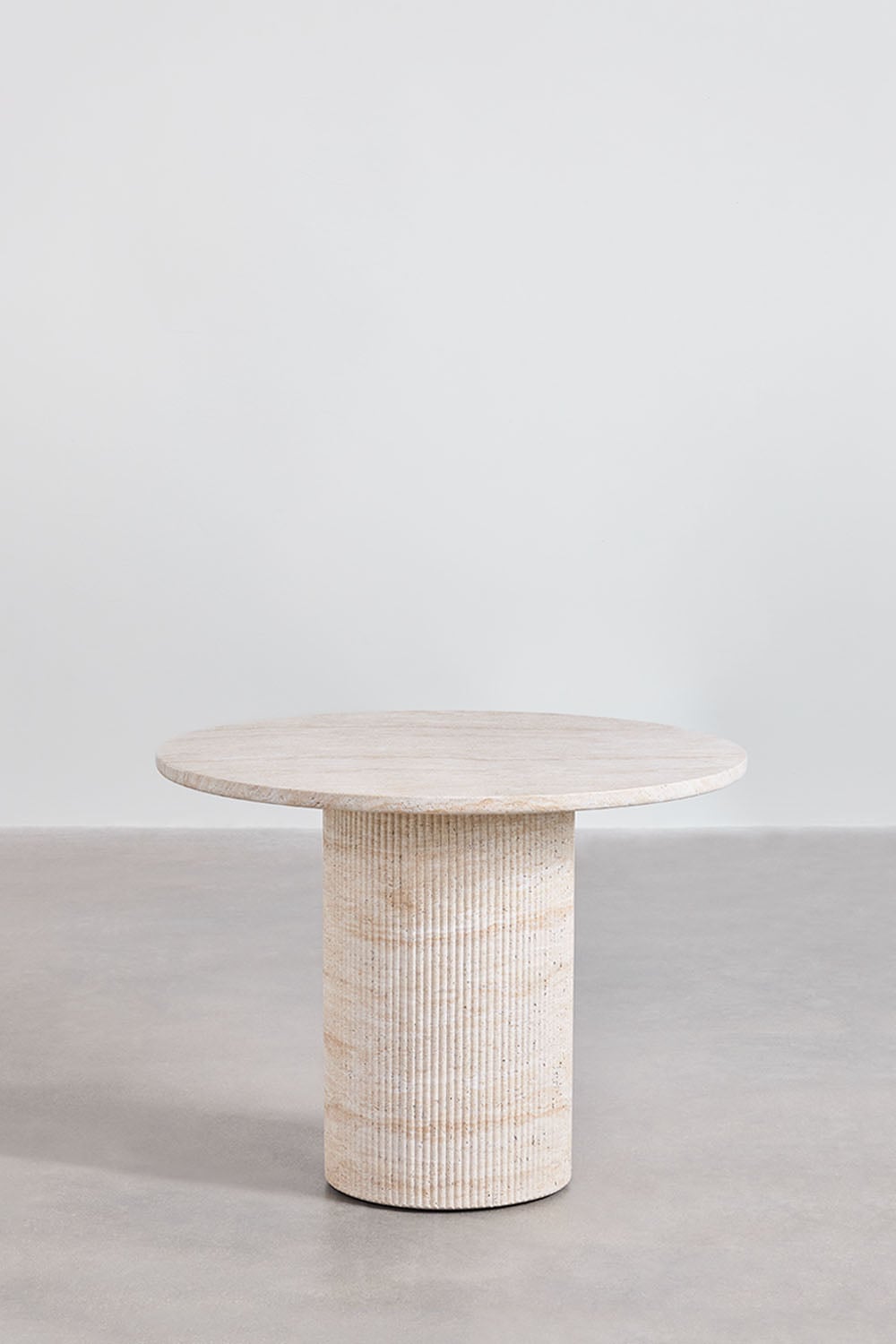 VELIA round outdoor table, travertine imitation