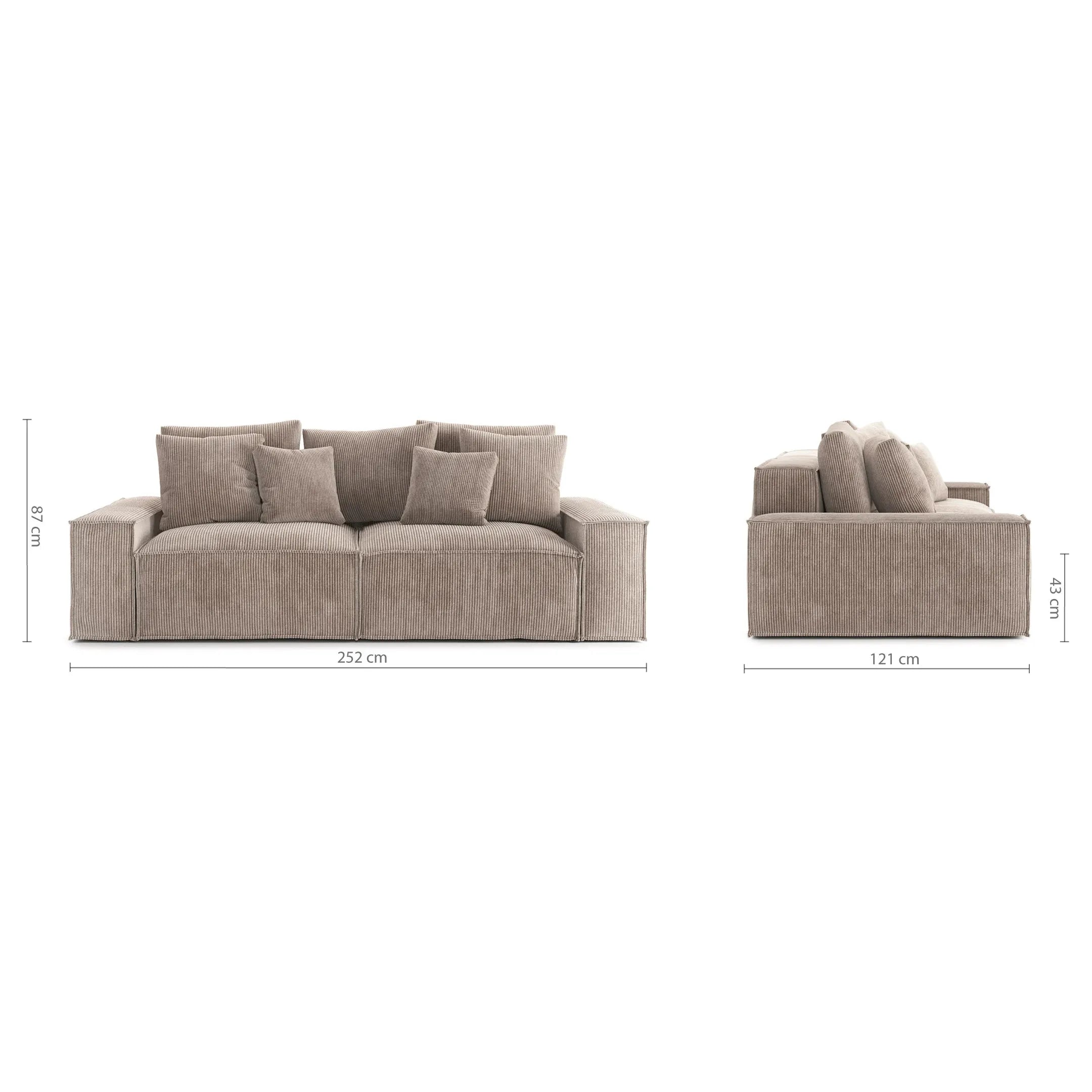 LOFT 3 vietų sofa, ruda spalva