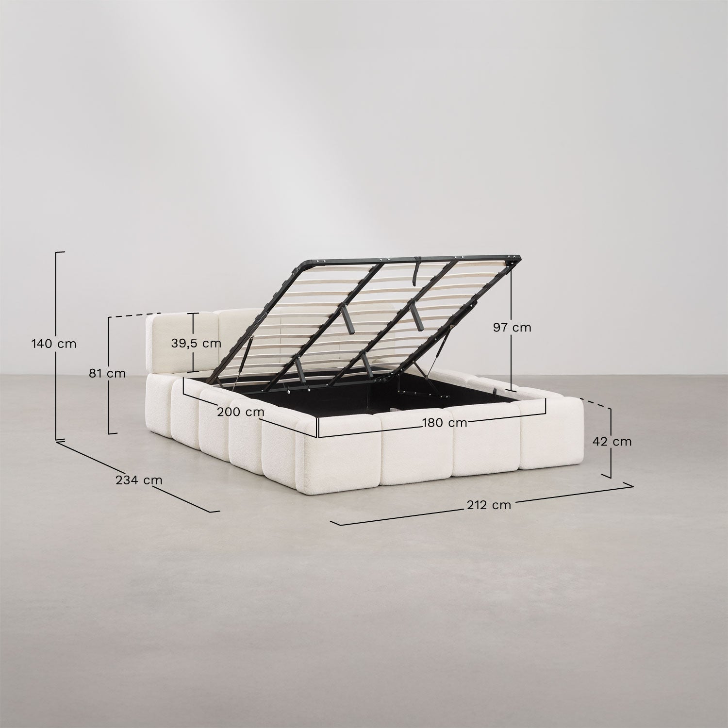 RARAURA upholstered bed with storage box