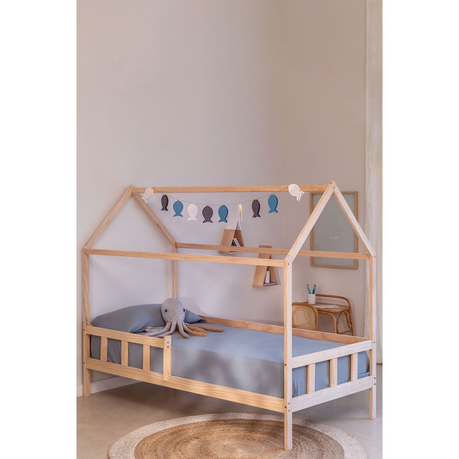 Medinė lova KAELLY, 90 cm., pušies mediena