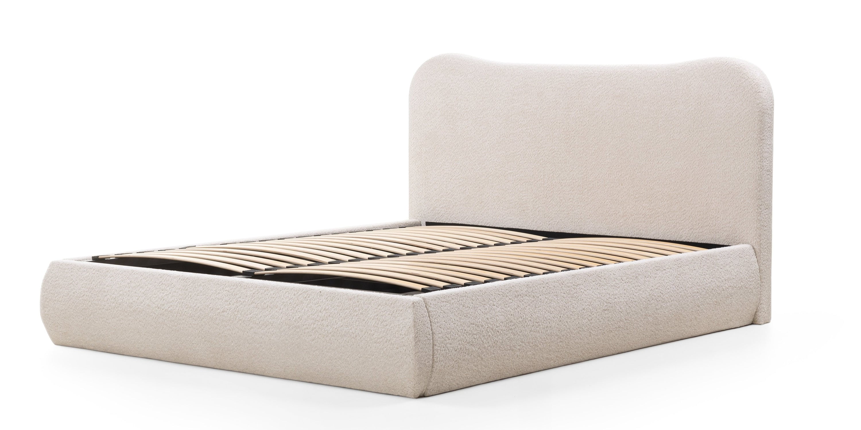 Bed DAUBIN, 140x200 cm, with storage box, slatted frame, sand
