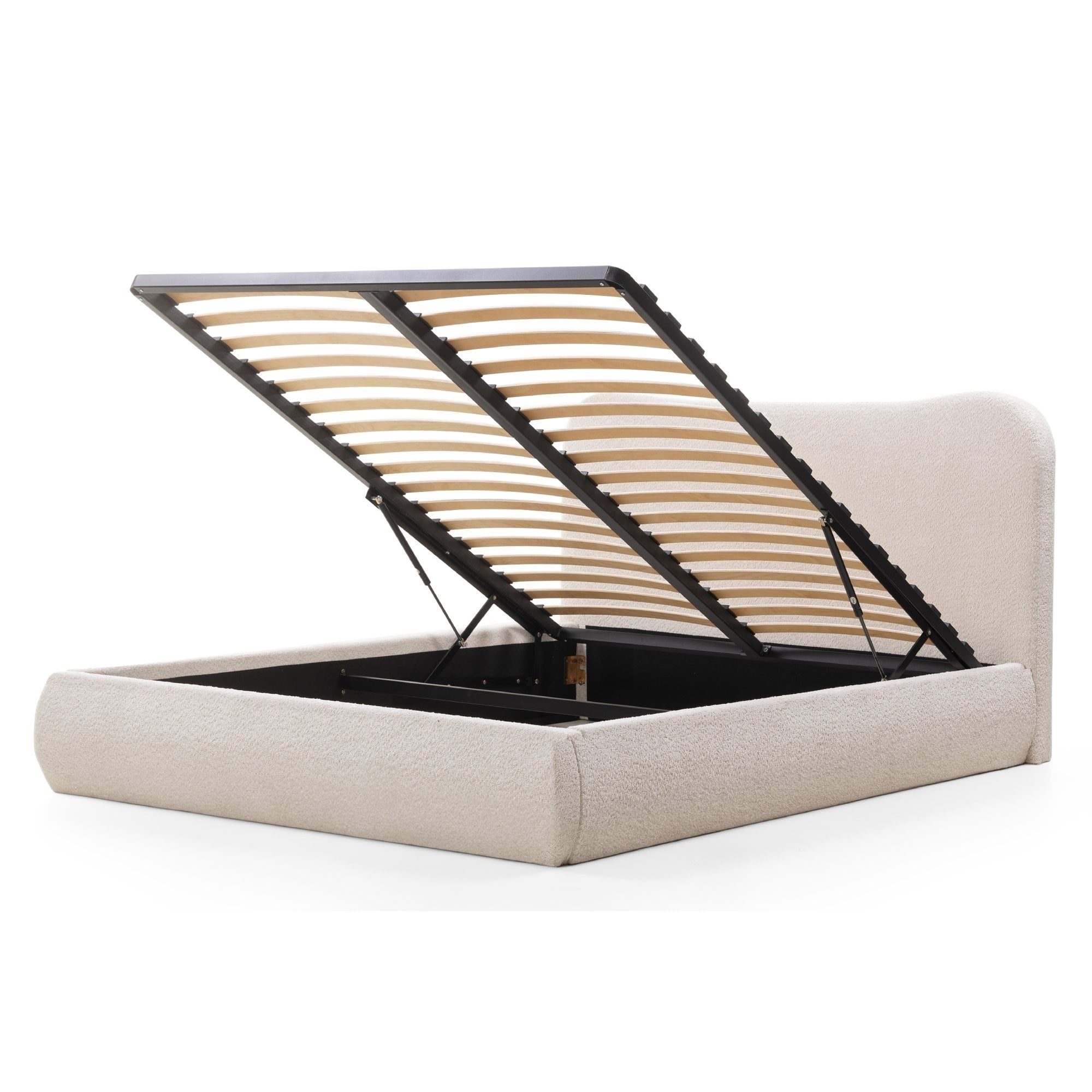 Bed DAUBIN, 140x200 cm, with storage box, slatted frame, sand