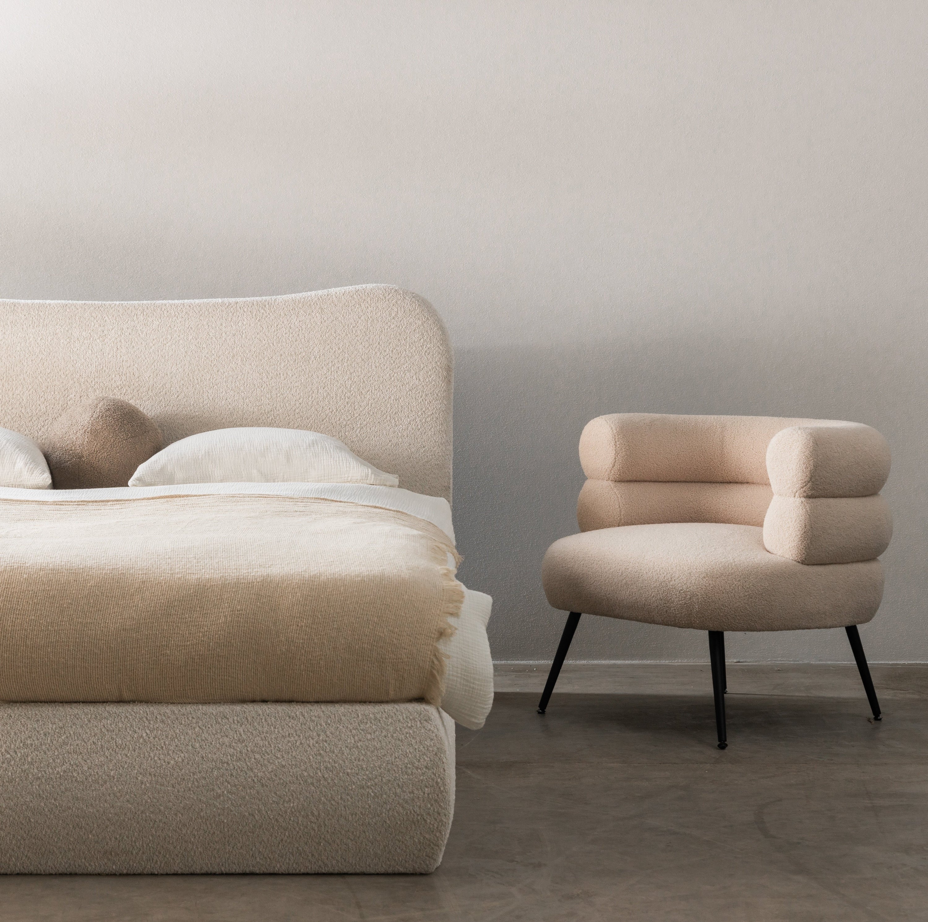 Bed DAUBIN, 140x200 cm, with storage box, slatted frame, sand
