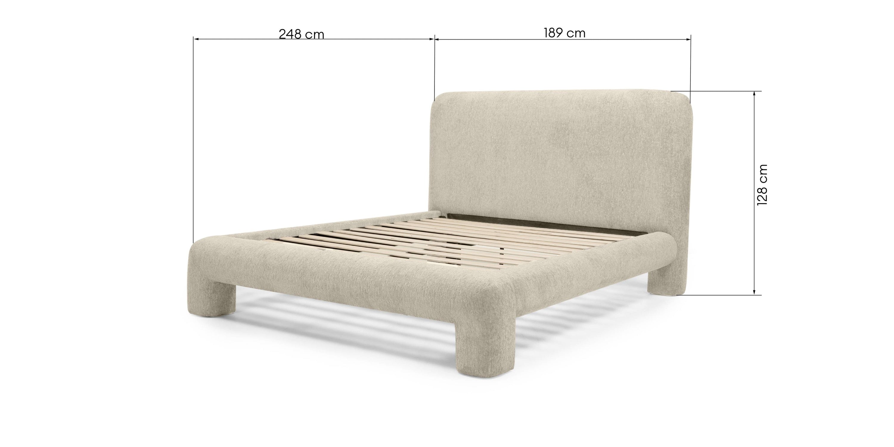 Bed SOIREE, 160x200 cm, slatted frame, light grey