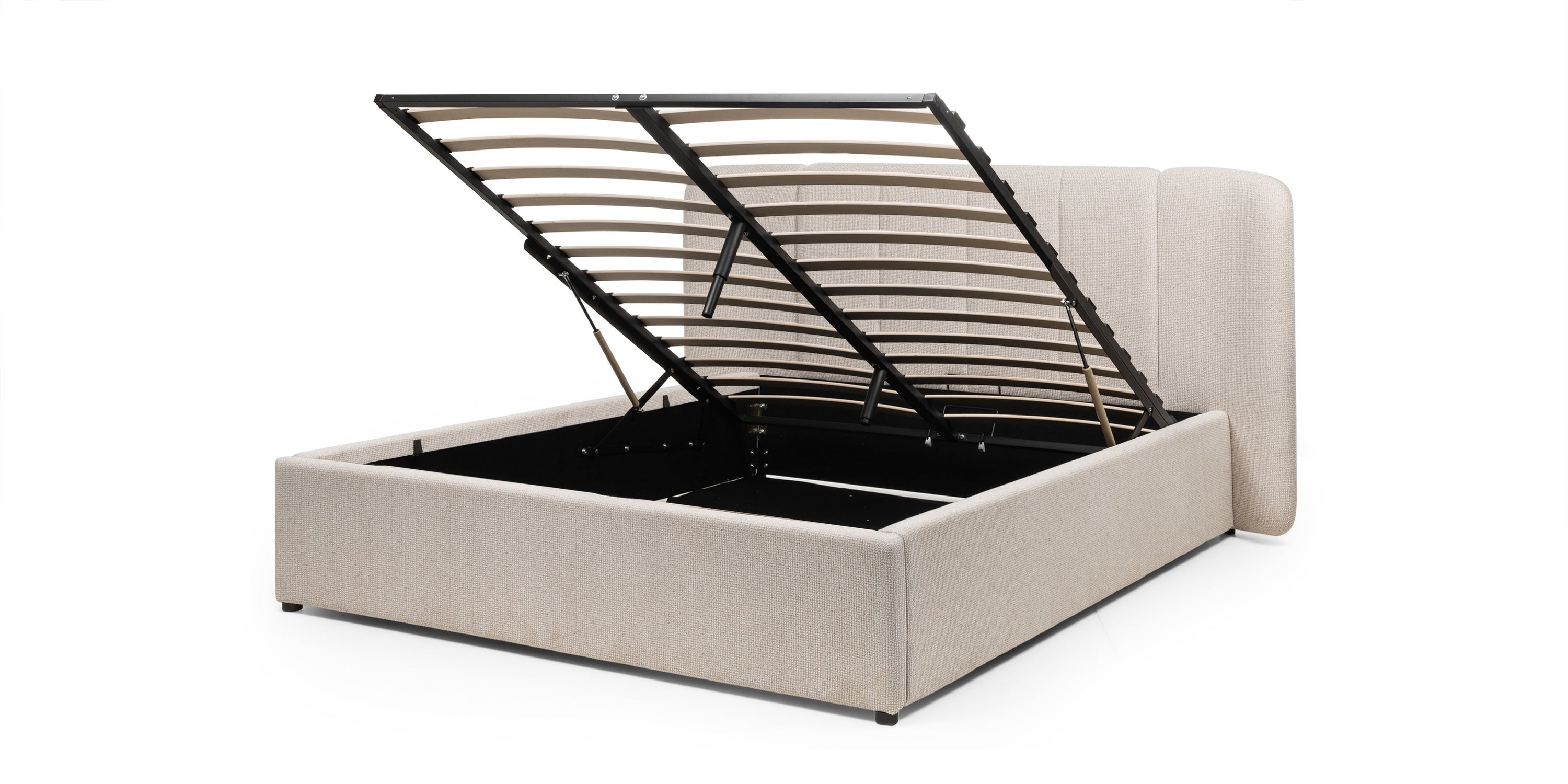 VIGNON Bed, 160x200 cm, with storage, slats, beige