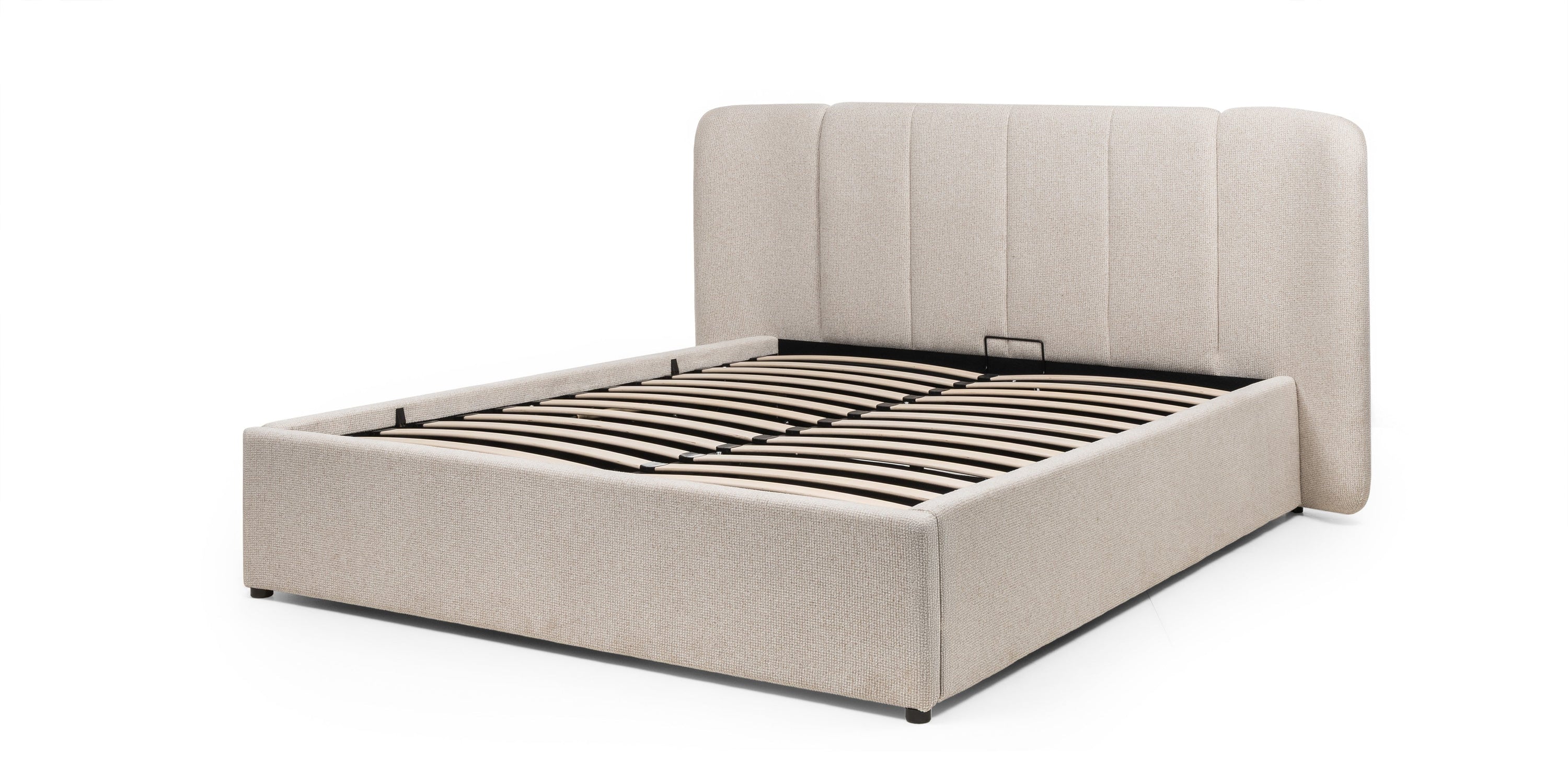 VIGNON Bed, 160x200 cm, with storage, slats, beige